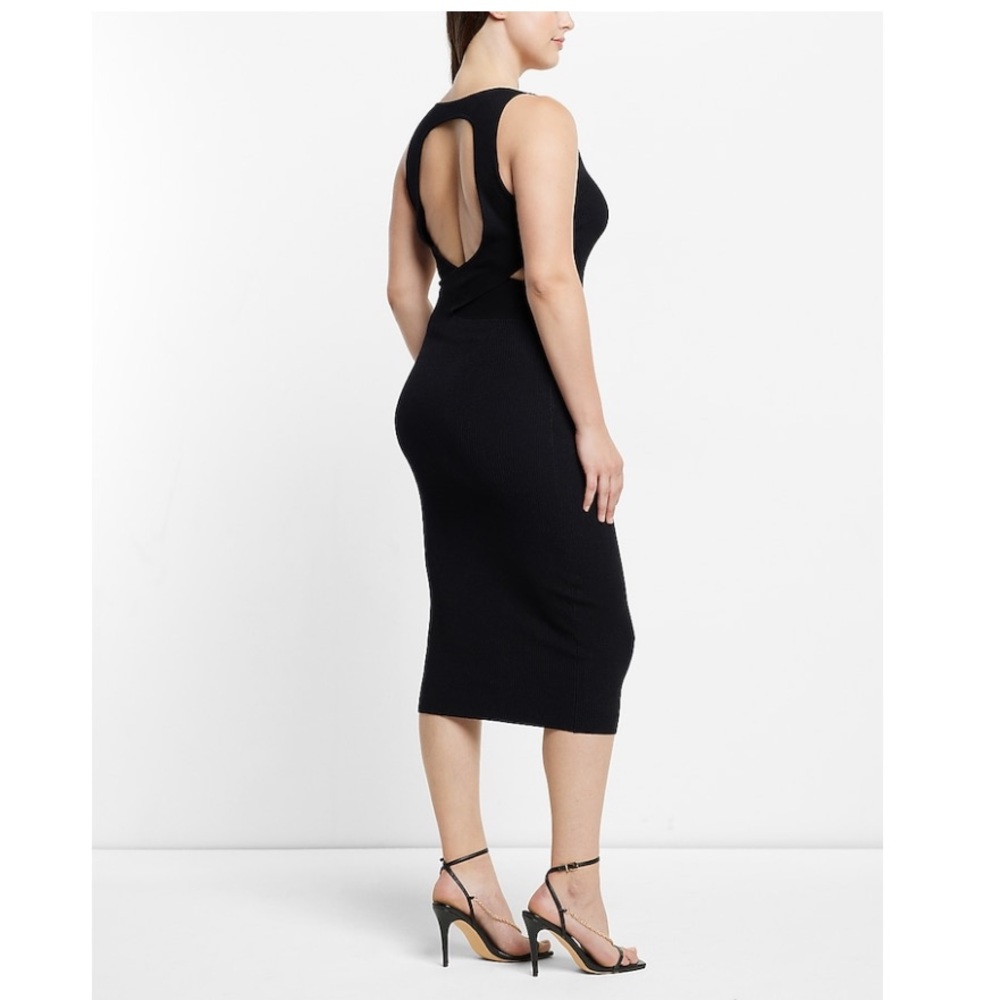 Express Body Contour Scoop Neck Cut Out Midi Sweater-dress